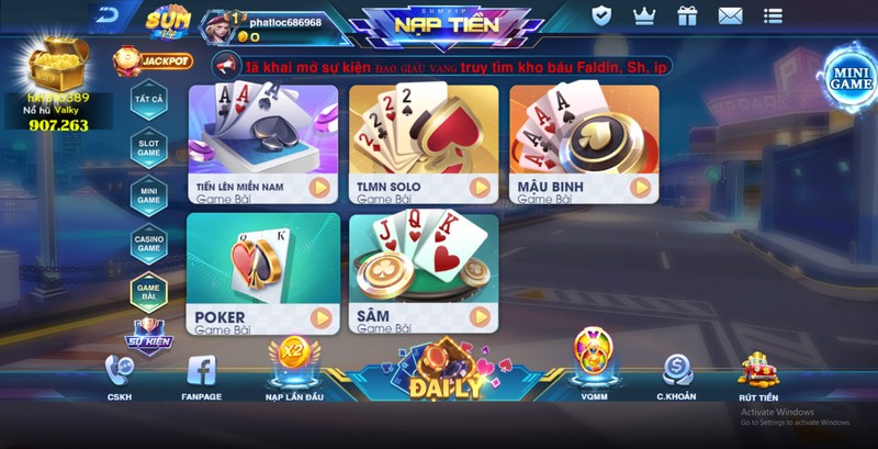 Kho game bài đổi thưởng thú vị tại Sumvip